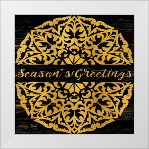 Seasons Greetings Mandala II   White Modern Wood Framed Art Print by Jacobs, Cindy