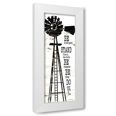 Windmill Be On Your Guard White Modern Wood Framed Art Print by Jacobs, Cindy