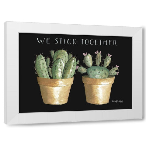 We Stick Together Cactus    White Modern Wood Framed Art Print by Jacobs, Cindy