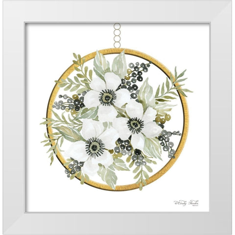 Geometric Circle Muted Floral White Modern Wood Framed Art Print by Jacobs, Cindy