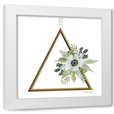 Geometric Triangle Muted Floral II White Modern Wood Framed Art Print by Jacobs, Cindy