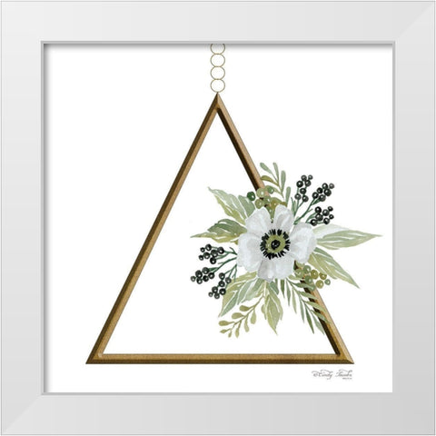Geometric Triangle Muted Floral II White Modern Wood Framed Art Print by Jacobs, Cindy