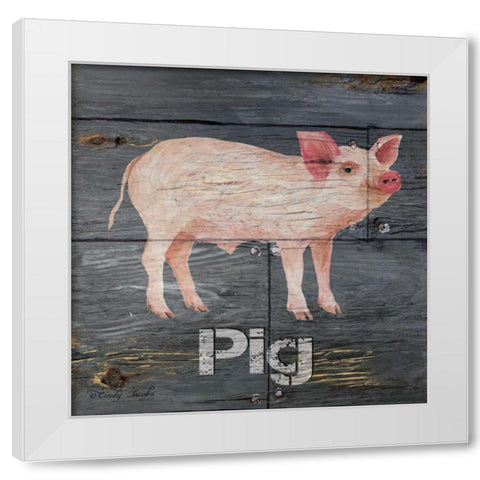 Pig White Modern Wood Framed Art Print by Jacobs, Cindy