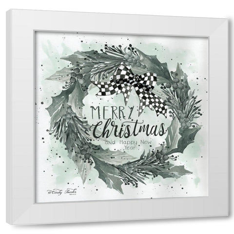 Merry Christmas and Happy New Year  White Modern Wood Framed Art Print by Hallowell, Britt