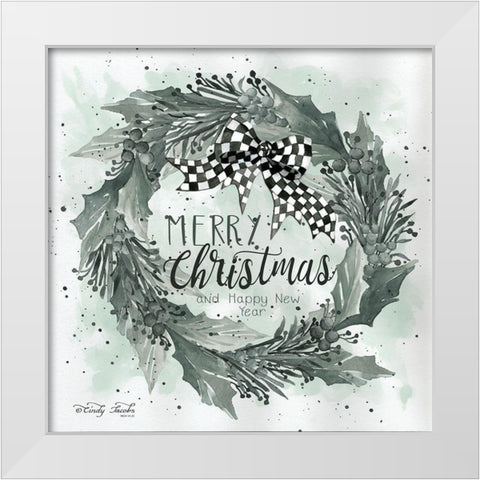 Merry Christmas and Happy New Year  White Modern Wood Framed Art Print by Hallowell, Britt