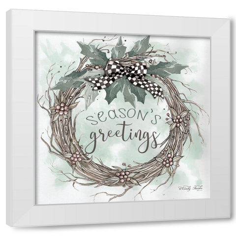 Seasons Greetings  White Modern Wood Framed Art Print by Hallowell, Britt