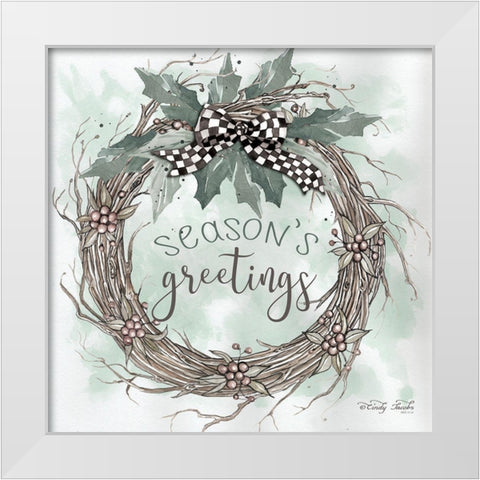 Seasons Greetings  White Modern Wood Framed Art Print by Hallowell, Britt
