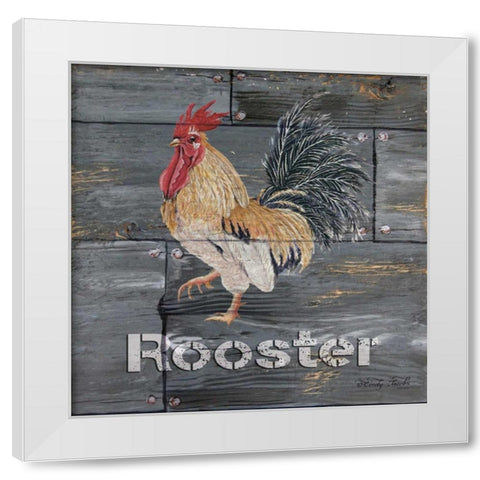 Rooster White Modern Wood Framed Art Print by Jacobs, Cindy