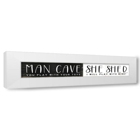 Man Cave-She Shed Toys White Modern Wood Framed Art Print by Jacobs, Cindy
