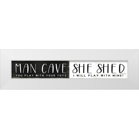 Man Cave-She Shed Toys White Modern Wood Framed Art Print by Jacobs, Cindy