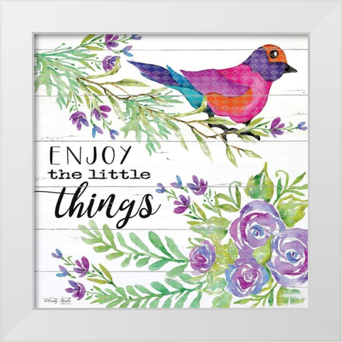 Enjoy Little Things White Modern Wood Framed Art Print by Jacobs, Cindy