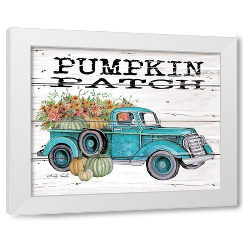 Pumpkin Patch Truck White Modern Wood Framed Art Print by Hallowell, Britt