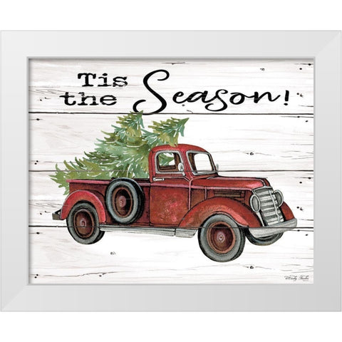 Tis the Season Red Truck White Modern Wood Framed Art Print by Jacobs, Cindy
