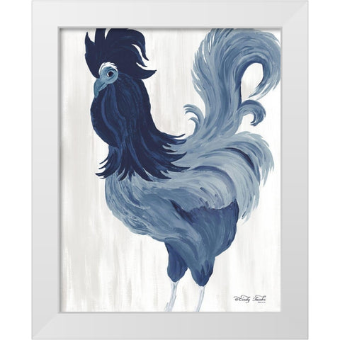 Green and Purple Rooster II    White Modern Wood Framed Art Print by Jacobs, Cindy