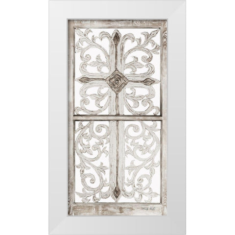 Ornate Cross White Modern Wood Framed Art Print by Jacobs, Cindy