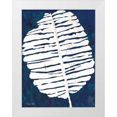 Navy Banana Leaf White Modern Wood Framed Art Print by Jacobs, Cindy