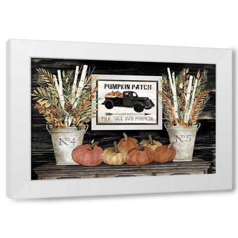 Pumpkin Patch Still Life White Modern Wood Framed Art Print by Jacobs, Cindy