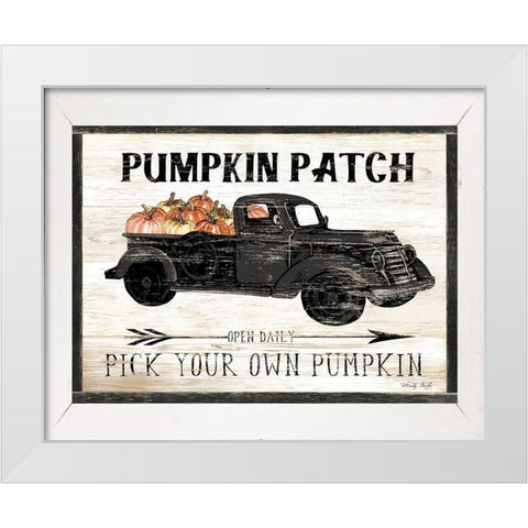 Pumpkin Patch Black Truck White Modern Wood Framed Art Print by Jacobs, Cindy