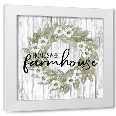 Home Sweet Farmhouse Wreath White Modern Wood Framed Art Print by Jacobs, Cindy