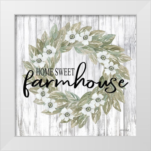 Home Sweet Farmhouse Wreath White Modern Wood Framed Art Print by Jacobs, Cindy