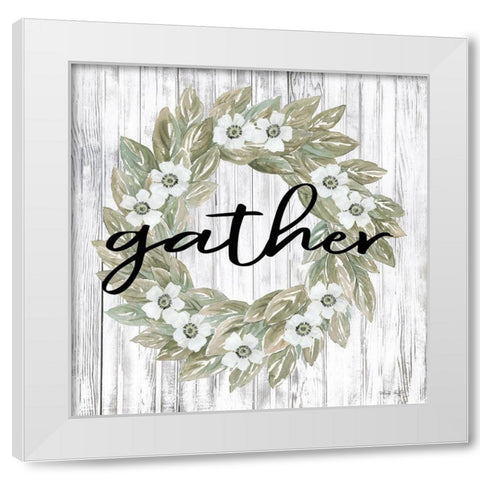 Gather Wreath White Modern Wood Framed Art Print by Jacobs, Cindy