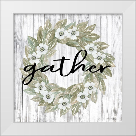 Gather Wreath White Modern Wood Framed Art Print by Jacobs, Cindy