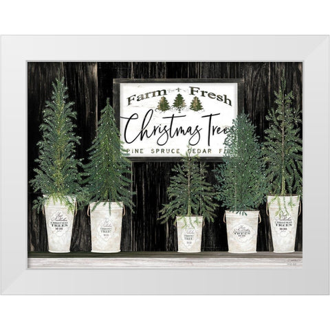 Farm Fresh Christmas Trees    White Modern Wood Framed Art Print by Jacobs, Cindy
