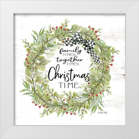 Christmas Time Wreath White Modern Wood Framed Art Print by Jacobs, Cindy