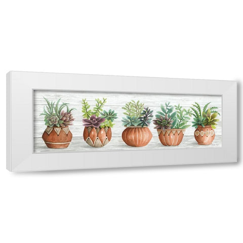 Terracotta Pots I White Modern Wood Framed Art Print by Jacobs, Cindy
