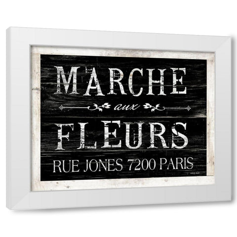Fleurs Sign II White Modern Wood Framed Art Print by Jacobs, Cindy
