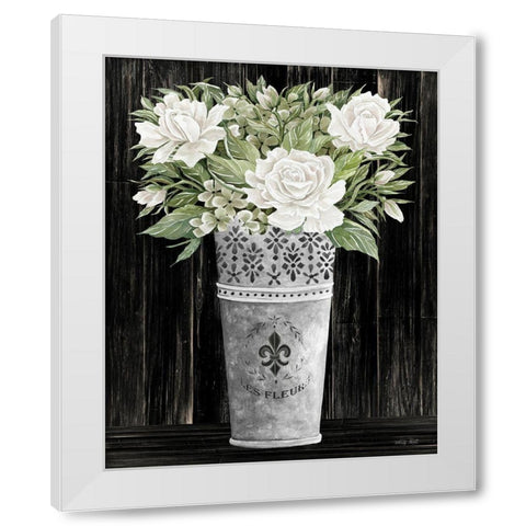 Punched Tin Floral III    White Modern Wood Framed Art Print by Jacobs, Cindy