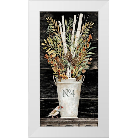 No. 4 Fall Flowers and Birch 1    White Modern Wood Framed Art Print by Jacobs, Cindy
