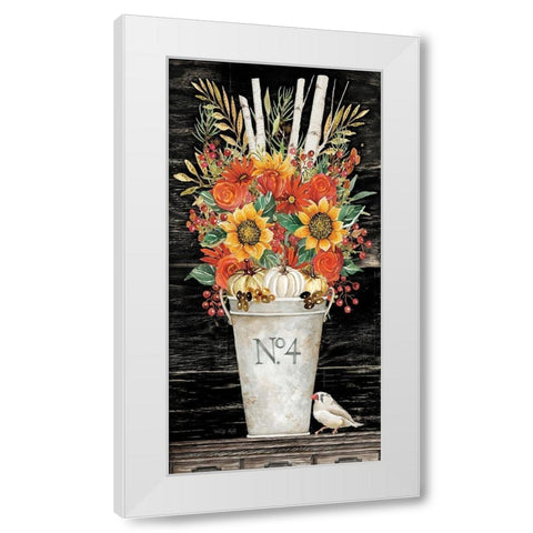 No. 4 Fall Flowers and Birch 2 White Modern Wood Framed Art Print by Jacobs, Cindy