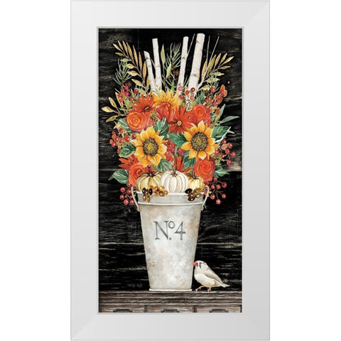 No. 4 Fall Flowers and Birch 2 White Modern Wood Framed Art Print by Jacobs, Cindy