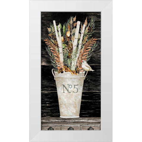 No. 5 Fall Flowers and Birch 2    White Modern Wood Framed Art Print by Jacobs, Cindy
