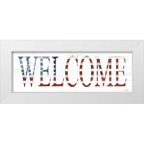 Patriotic Welcome    White Modern Wood Framed Art Print by Jacobs, Cindy