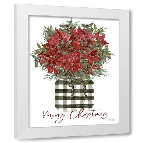 Merry Christmas Poinsettia White Modern Wood Framed Art Print by Jacobs, Cindy