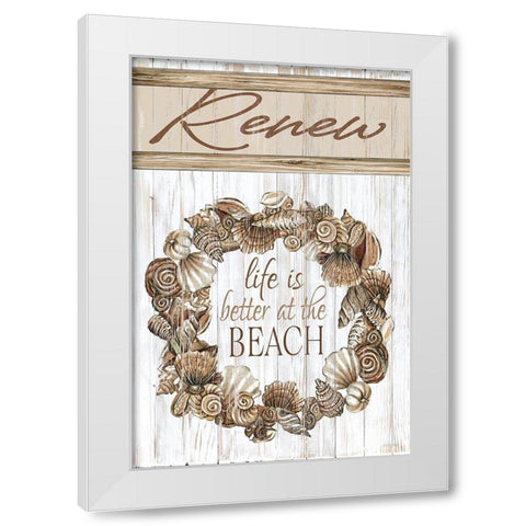 Renew Shell Wreath White Modern Wood Framed Art Print by Jacobs, Cindy