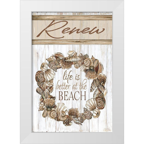 Renew Shell Wreath White Modern Wood Framed Art Print by Jacobs, Cindy