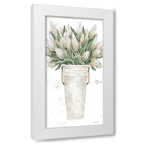 Blushing Tulips   White Modern Wood Framed Art Print by Jacobs, Cindy