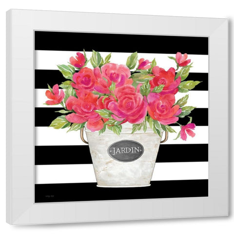 Fuchsia Jardin Stripes White Modern Wood Framed Art Print by Jacobs, Cindy