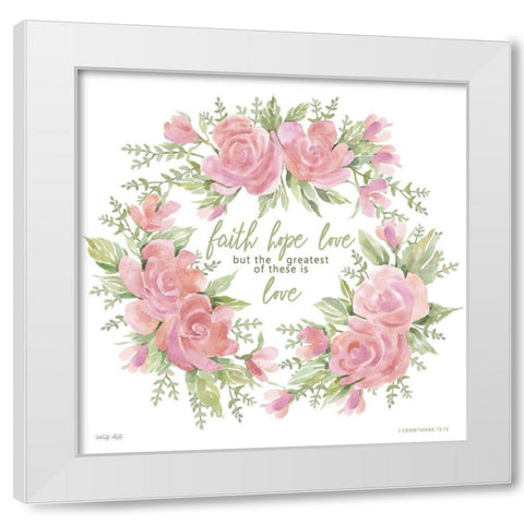 Faith Hope Love White Modern Wood Framed Art Print by Jacobs, Cindy