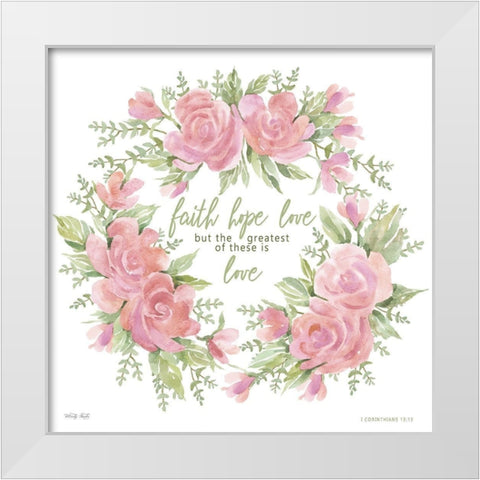 Faith Hope Love White Modern Wood Framed Art Print by Jacobs, Cindy