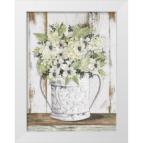 White Floral Dreams White Modern Wood Framed Art Print by Jacobs, Cindy