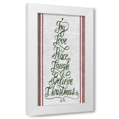 Christmas Word Tree  White Modern Wood Framed Art Print by Jacobs, Cindy