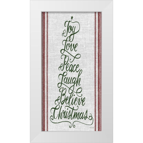 Christmas Word Tree  White Modern Wood Framed Art Print by Jacobs, Cindy