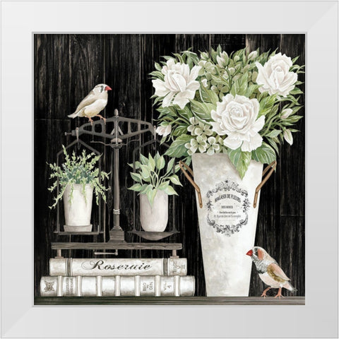 Roses and Scales White Modern Wood Framed Art Print by Jacobs, Cindy