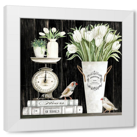 Tulips and Scales White Modern Wood Framed Art Print by Jacobs, Cindy