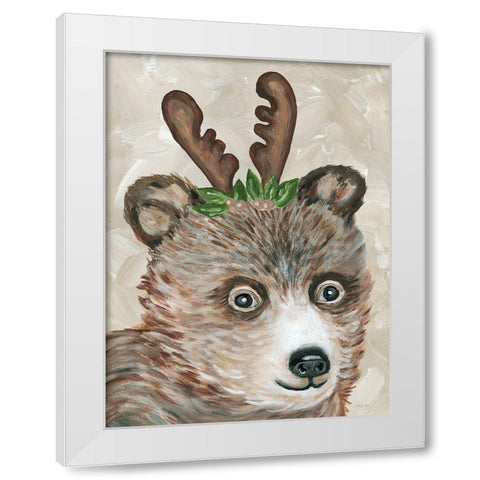 Christmas Bear White Modern Wood Framed Art Print by Jacobs, Cindy