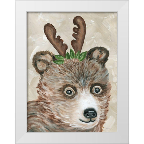Christmas Bear White Modern Wood Framed Art Print by Jacobs, Cindy